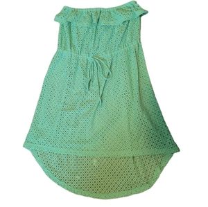 OP Mint Green Strapless High Low Swimsuit Cover-up Dress Medium M Ruffled Lace